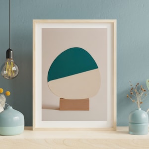 Abstract Teal and Cream Digital Download, Prints Wall Art, Digital Wall Art Download, Living Room Decor, Bedroom Decor, Home Office Art