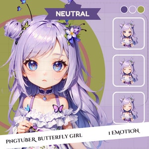 Butterfly Girl PNGTuber Model: Premade Vtuber Avatar (Digital Download)
