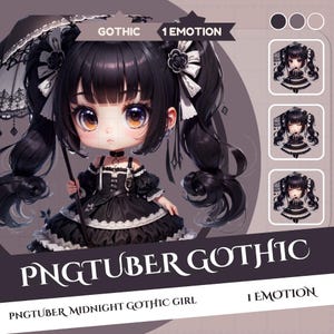 Gothic meisjesmodel pngtuber-premade GIFTuber png Vtuber-model Reactief png-premademodel Gothic meisjesmodel VeadoTube-png Schattig meisjesmodel