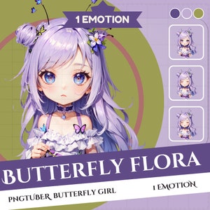 Flower Girl PNGTuber Model: Butterfly Flora (Digital Download)
