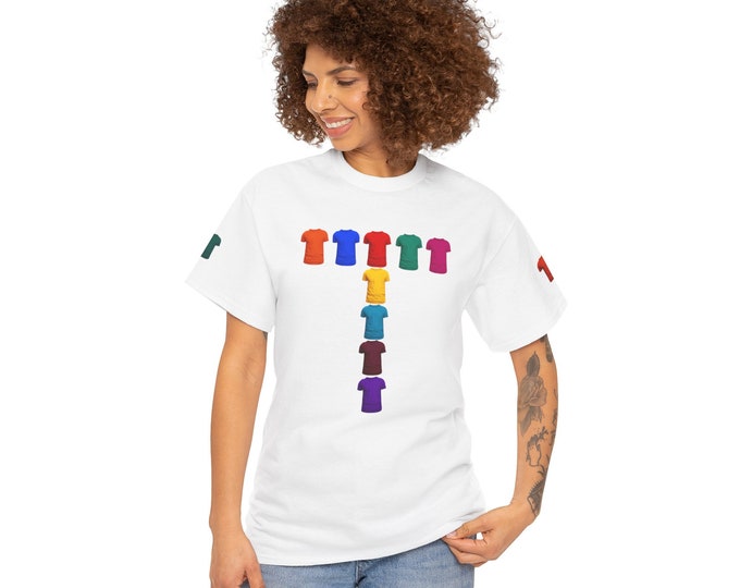 Tee shirt with a T of different color Tees, unisex Heavy Cotton Tee