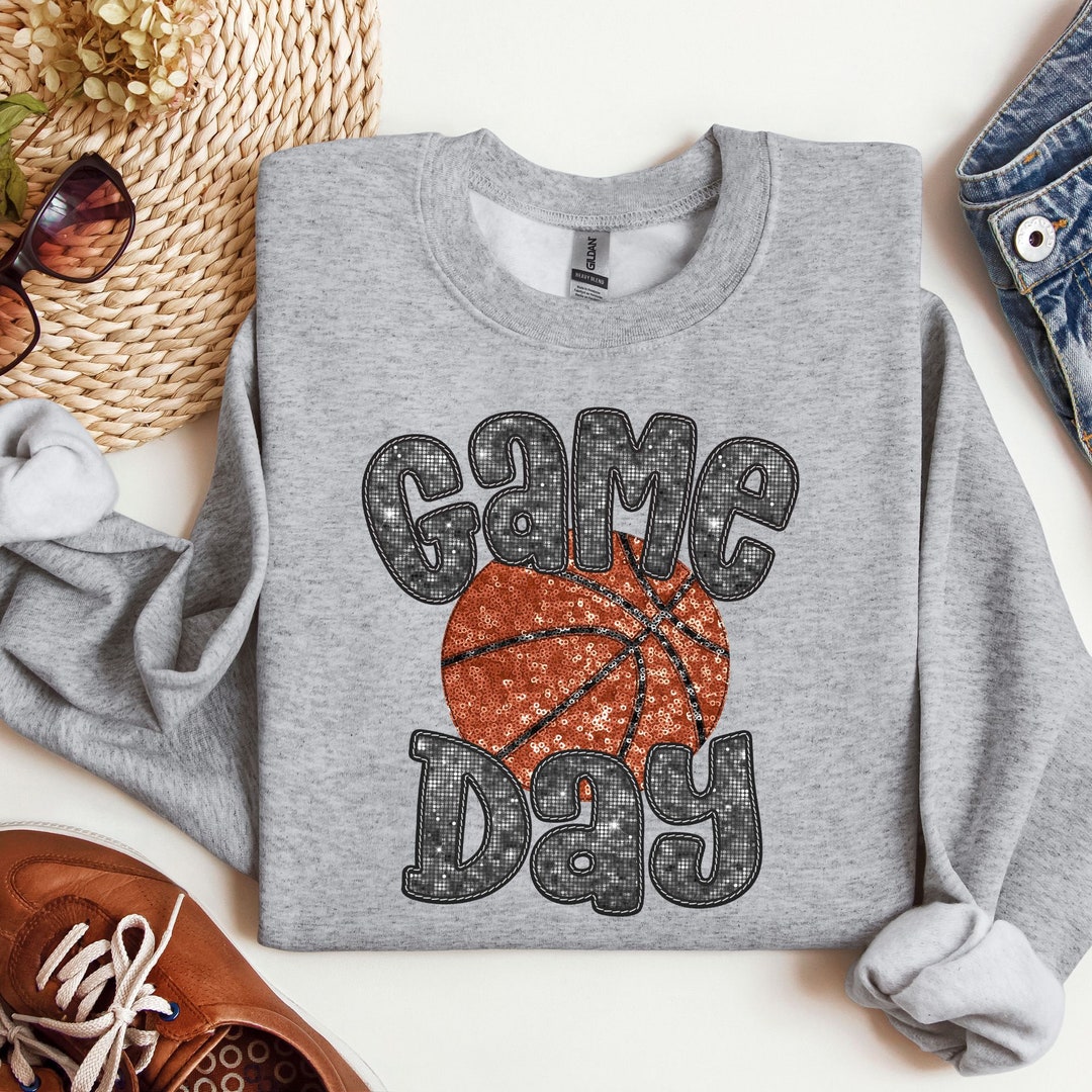 Game Day Basketball Sweatshirt, Basketball Hoodie, Glitter Basketball
