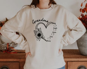 Grandma Sweatshirt, Grandma Gift, Nana Sweatshirt, Custom Grandma Sweater, Mothers Day Sweater, Personalized Grandma Shirt, Grandkids Name