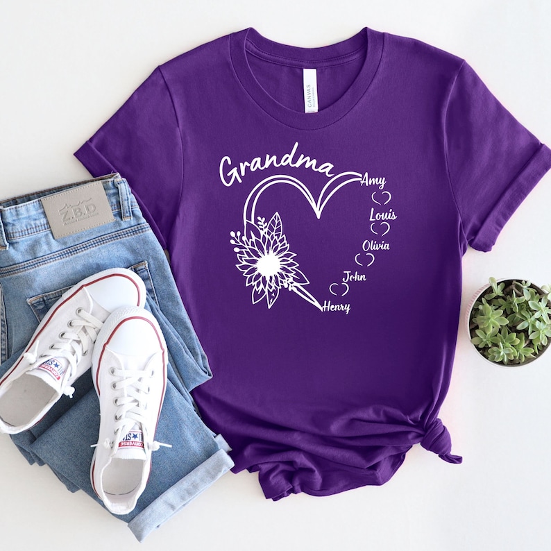 Custom Grandma Shirt, Grandma Heart Shirt, Grandma Shirt, Grandkids ...