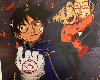 Full metal alchemist fanart ! This is a print ! Roy mustang flame alchemist !