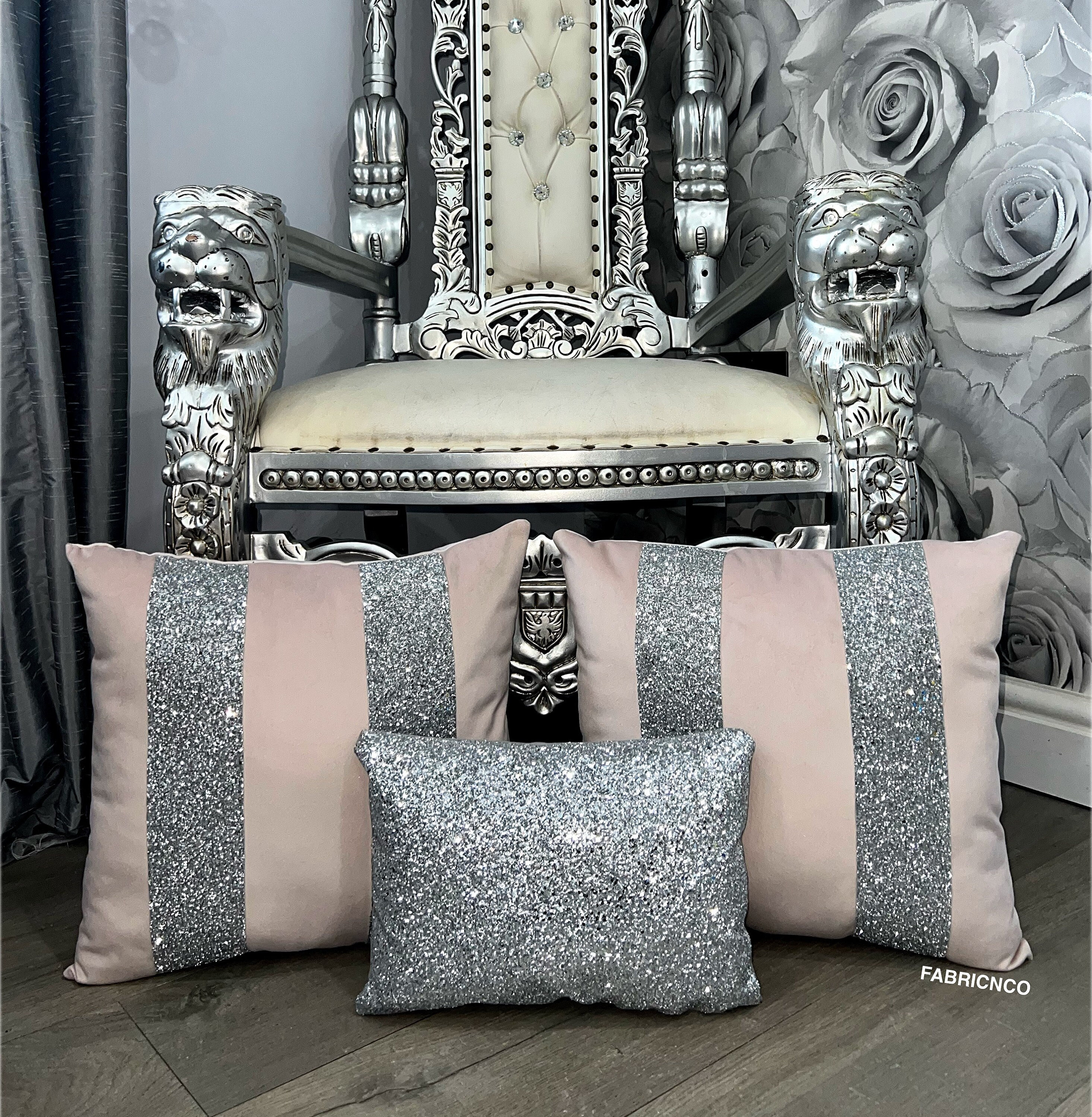 Pink and silver cushions discount