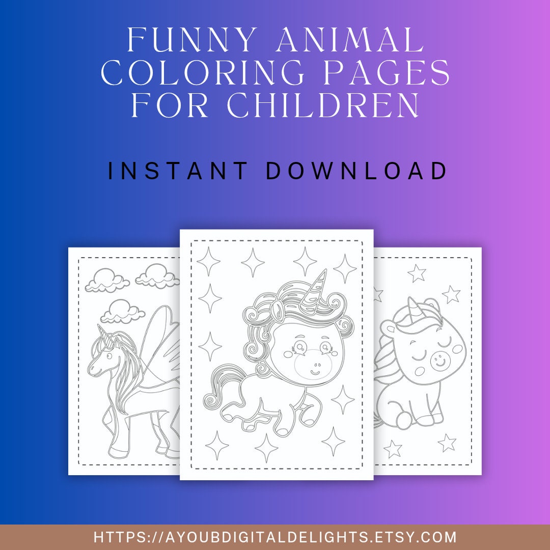 Printable Funny Animal Coloring Pages for Kids Instant Download - Etsy