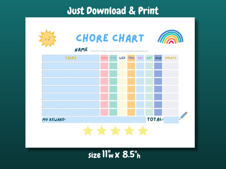 Printable Tue Kids Chore Chart | Kids Daily Checklist Schedule Printable | Daily ...