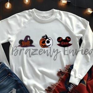 Halloween Patches, Sequins Witch, Chenille Boo Bat, Jack O Lantern, Set of 3