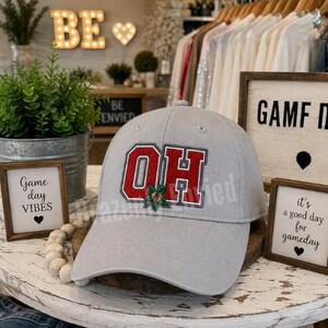 Ohio Trucker Hat  Embroidered Buckeye Leaf Iron On
