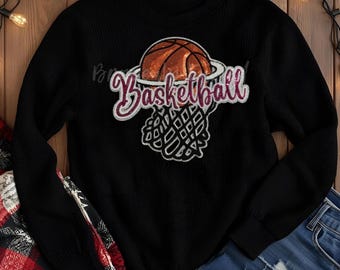 Basketball Patch| sequins basketball hoop patch | Beautiful Maroon  Basketball Sequins Word Sequins and Chenille Patch