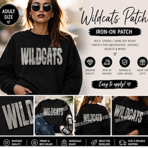 WILDCATS Patch| Silver Sequins with Black Glitter Backing