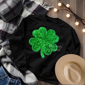 Large 4 Leaf Shamrock Sequin Iron On Patch – 11.75” Lucky Clover Applique