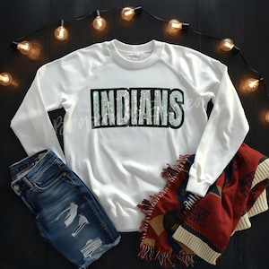 Indians Patch | Sequins Patch| Block Letters Pacth | Silver Sequins with Black Glitter Backing