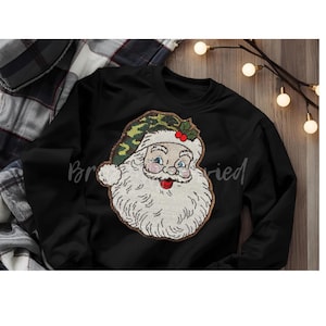 Santa Patch | Camouflage Sequins Holiday Iron On Christmas Applique