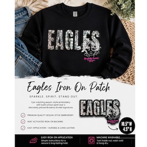 Eagle Patch: Silver Sequins Iron On Applique