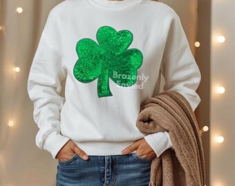 Sequin Shamrock Patch: St. Patrick's Day Clover Applique (11.0" x 10.75")