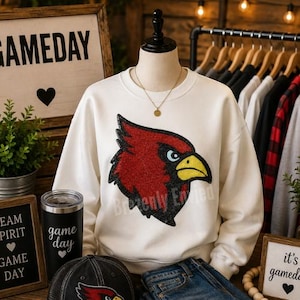 Cardinals Patch: Red Sequins Iron On Applique