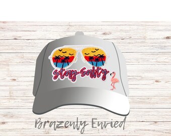 hat patch Stay Salty Beach embroidered  Patch size 2.75"H x 4.5"W great for jackets and hats very detailed