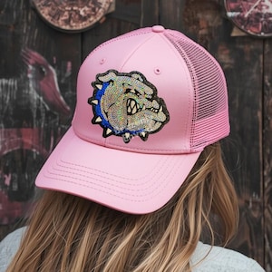 Bulldog Patch Blue Collar Sequins Hat/Small BULLDOG Terrier Iron On Applique