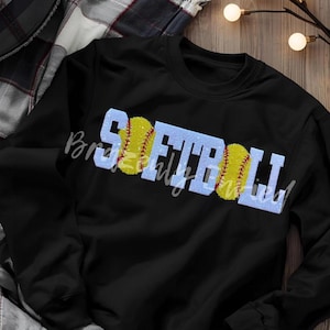 Softball Patch  - Softball Sequin Iron On Applique - 3.5 in x 12 inch