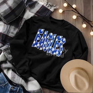 EAGLES Patch Royal Blue Polka Dot Patch | Blue Sequin  Patch | Iron-On Football Patch | School Spirit Sports Apparel | Sports Patch