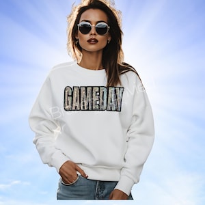 Game Day Patch| Iron On Patch |Sequins Gameday Patch |Great Game Day Patch| Mascot Patch | Great Sports Patch-Silver/Black