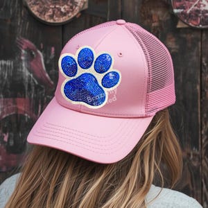 Blue Sequin Paw Patch with Glitter Backing Iron On Applique