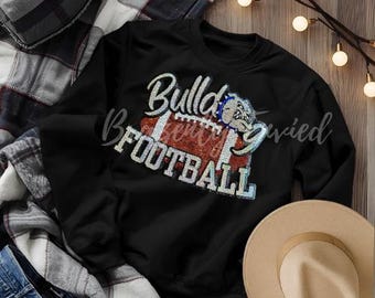 Bulldog Patch| BULLDOG FOOTBALL with Blue Collar  | Iron On Patch Game Day Patch| Mascot Patch | Great Sports Patch