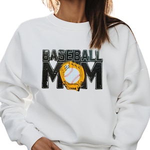 Baseball Mom Sequins Patch: Embroidered Mit, Heat Press Ready (11.5"W x 7.5"H)