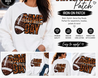 Game Day Patch | Bengal Tiger Football Stripes Iron On Applique