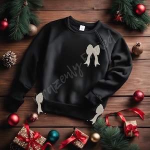 Glitter Bow Patch | Silver Glitter Side Bow Patch | Iron On Patch | Great for Christmas Sweatshirt /  In Stock Ready to Ship Patch