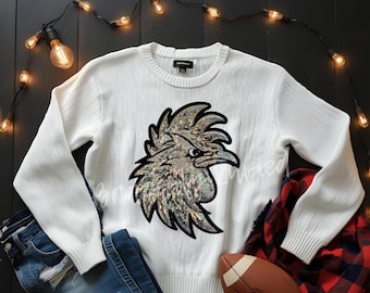 Sequin Rooster Iron On Patch | Game Day Mascot Applique