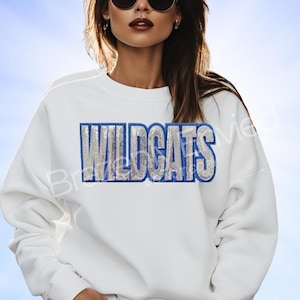 Wildcats Patch | Silver Sequins with Blue Glitter Backing