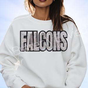 FALCONS Patch| Silver Sequins with Black Glitter Backing