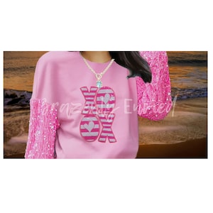 XO Valentine Patch  Sequins Pink XO Patch - Great for Valentine Shirts heat press ready
