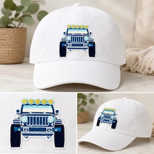 Off Road Vehicle Patch | Blue Embroidered 4x4 Hat Patch | Iron On Adventure Patch | Trucker Hat Patch | Jeep Style Applique