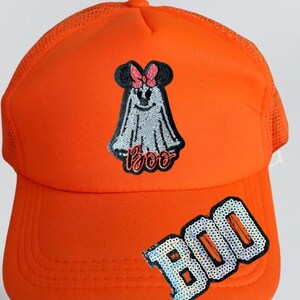 Hat Patch Ghost with Bow Sequins Patch