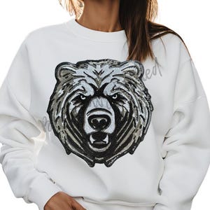 Sequin Bear Patch | Iron On Applique, Mascot Patch (11H x 10.5W)