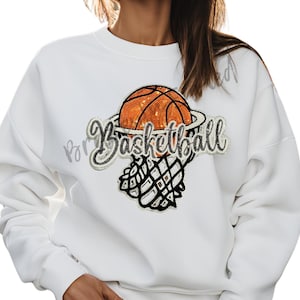 Basketball Patch| black sequins script basketball word- bassketball hoop patch | Beautiful Basketball Sequin and Chenille Patch