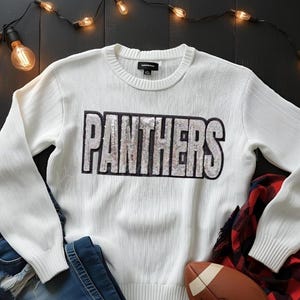 PANTHERS Patch | Silver Sequins with Black Glitter Backing