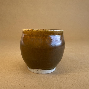 Handmade Stoneware Cup - Warm Amber- Brown Glaze