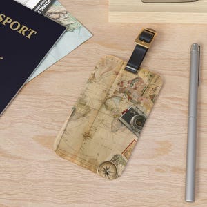 Vintage Map Luggage Tag, Travel Gift
