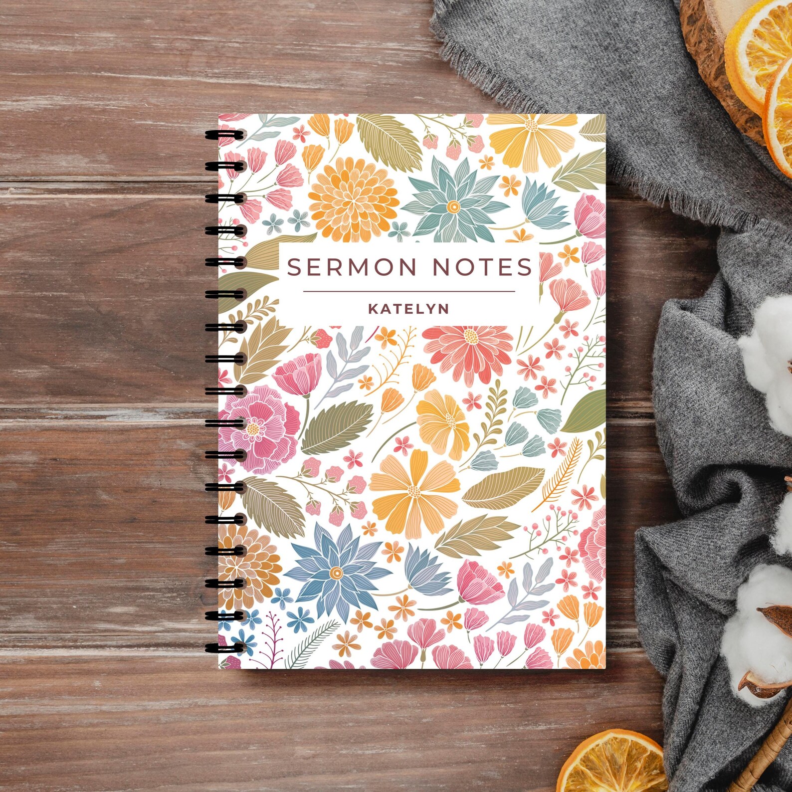 Custom Church Spiral Notebook, Personalized Sermon Notes, Church Notes ...