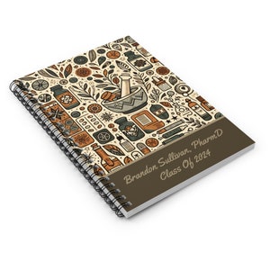 Custom Boho Pharmacy Graduation Spiral Notebook, Pharmacist Notes, Gift
