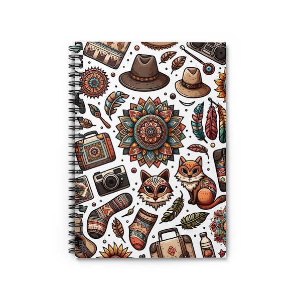 Boho Travel Spiral Notebook, Adventure Notes, Gift For Animal Lover, Photography School Graduation Gift, Camping Journal, Trip Planner