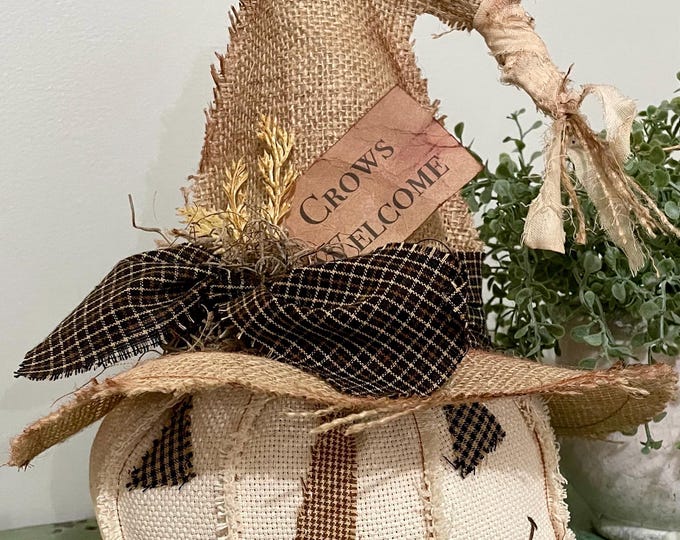 Primitive Fall Pumpkin Scarecrow Sitter, Rustic Scarecrow, Farmhouse ...