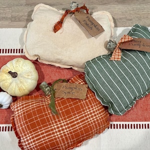 Primitive Pumpkin Pillow Bowl Fillers: Rustic Fall Decor, Fabric Pumpkin Pillow, Autumn Harvest Centerpiece