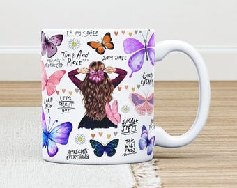 Affirmation Mug Wrap PNG, Positive Energy Coffee Sublimation Design (Digital Download)