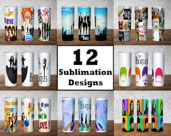 The Beatles 20oz Tumbler Sublimation Wrap Bundle (Digital Download)